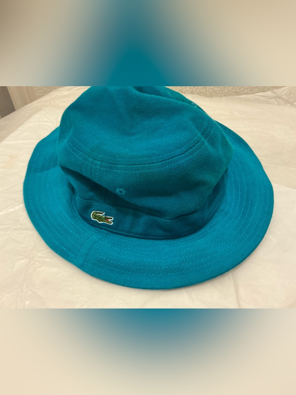 Lacoste Teal Green Croc Logo Bucket Hat